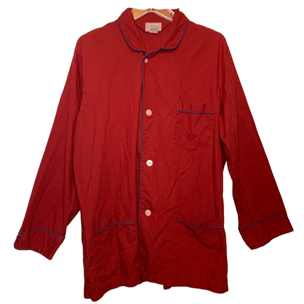 Vintage Christian Dior Burgundy Pajama Shirt Men's Monsieur Long Length Large